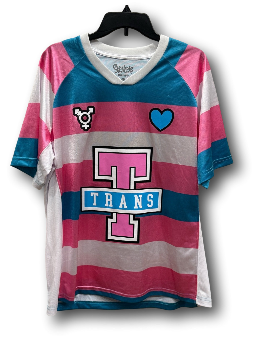 Pride "Team Trans" Trans Flag Print Jersey - Size Large - NWT